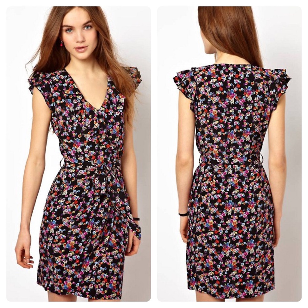 ASOS A Wear Printed Wrap Front Dress Floral